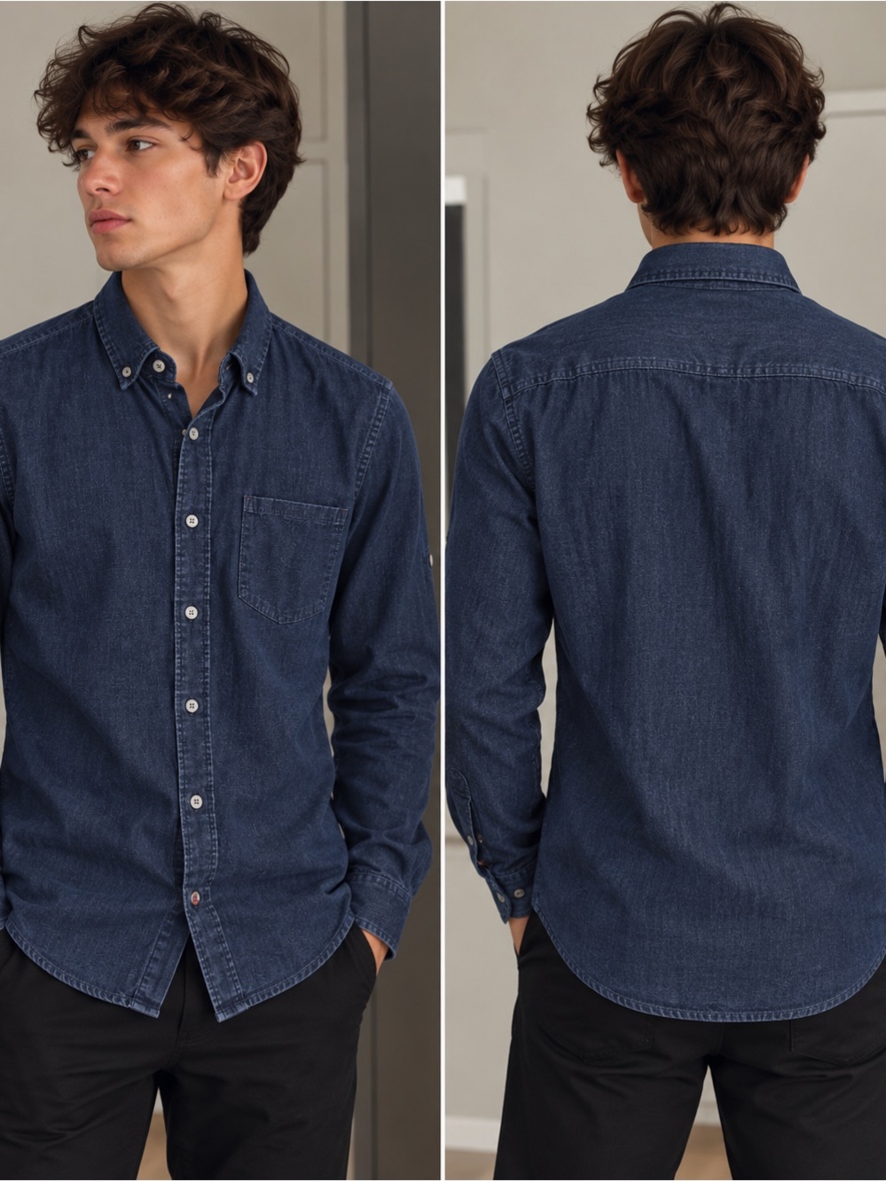 John Varvatos Indigo Denim Button-Down Shirt